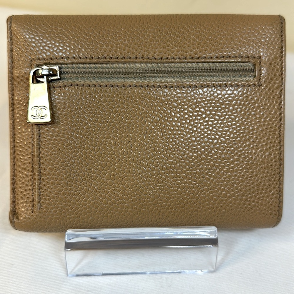 CHANEL CC Caviar Small Wallet Tan w/Serial Sticker 2002-2003 - Picture 2 of 14